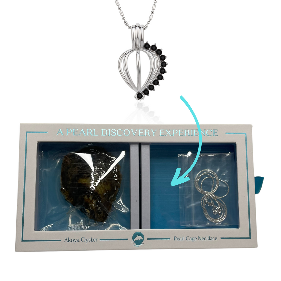 DIY Black Gem Keepsake Pearl Discover Necklace