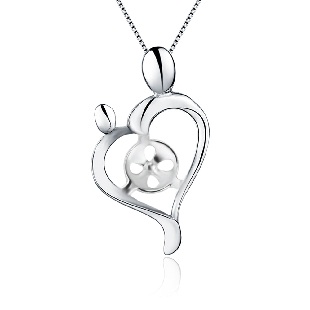 Drilled Close Heart Sterling Silver Necklace