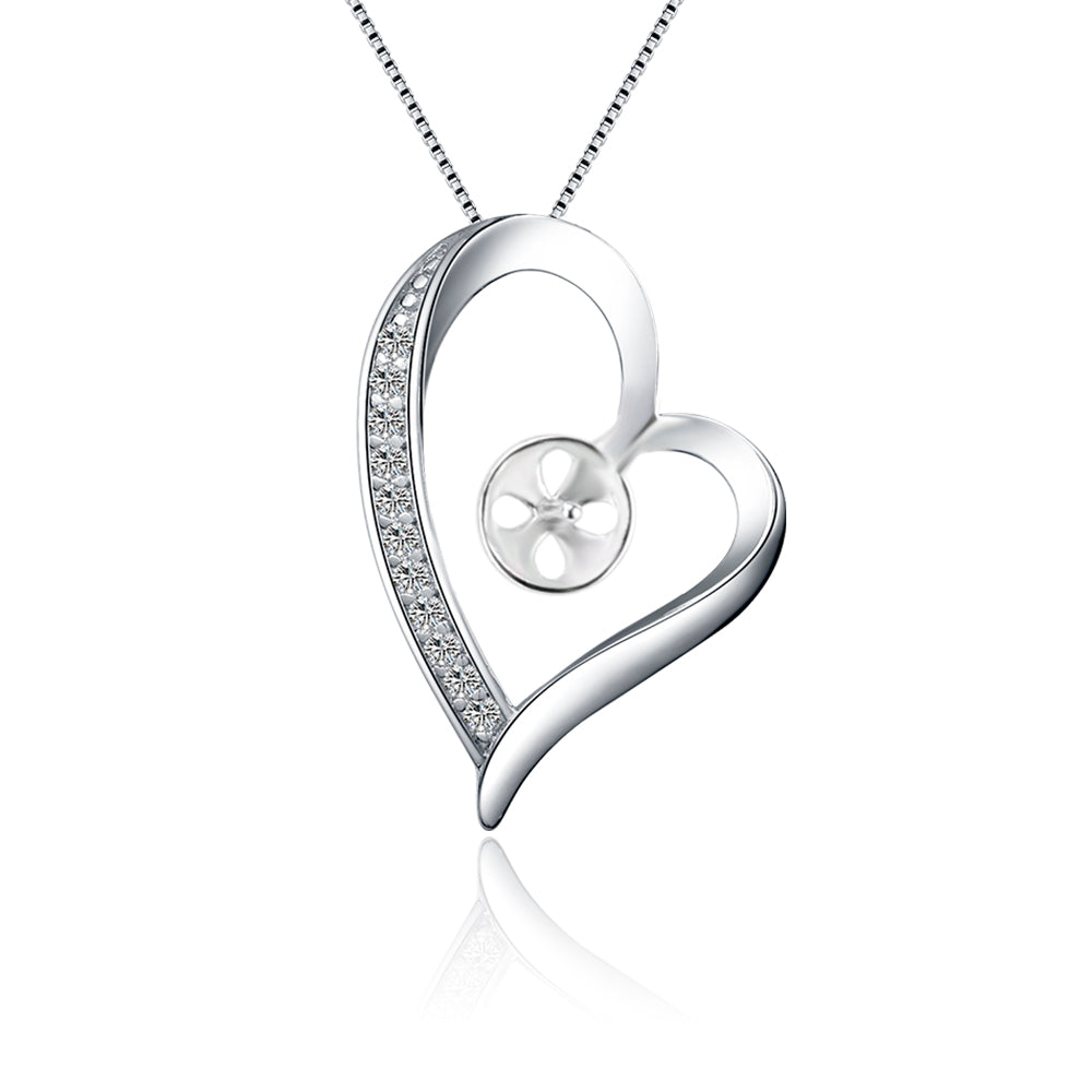 Drilled Heart Of Love Sterling Silver Necklace