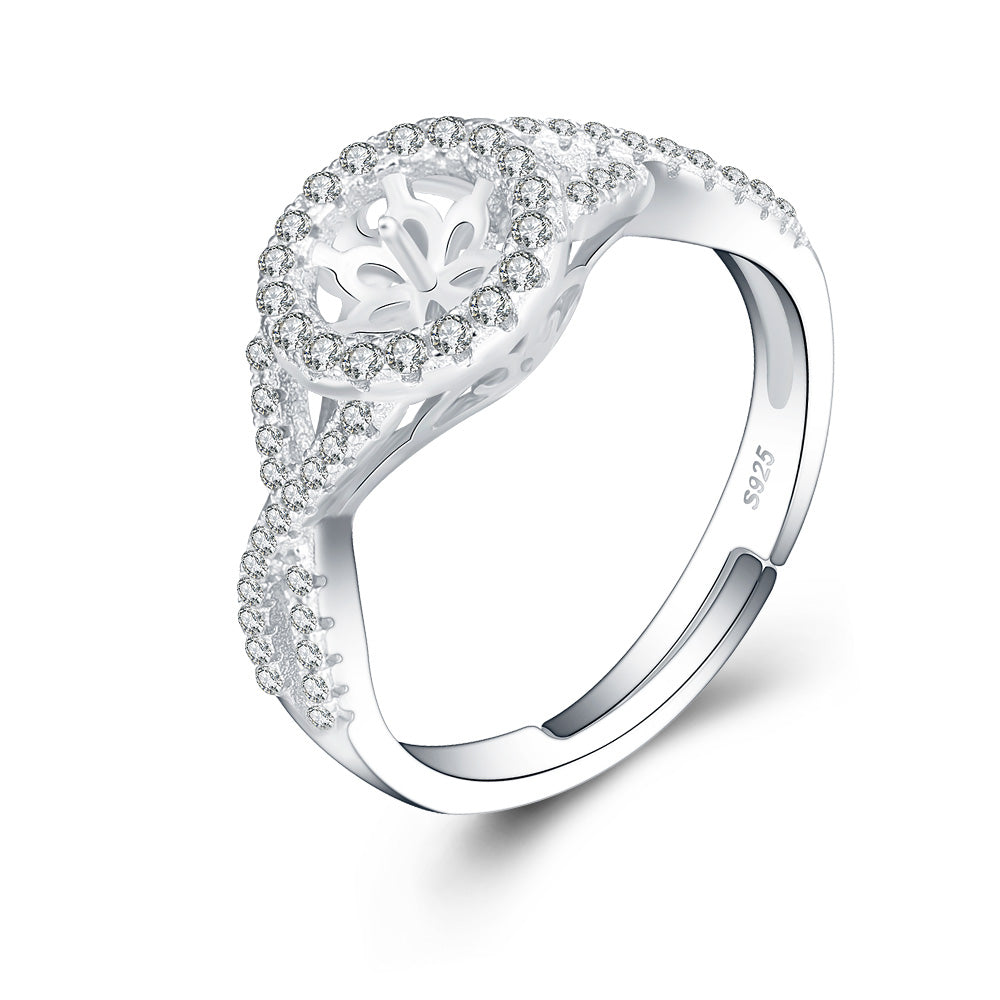 Drilled CZ Cluster Sterling Silver Ring