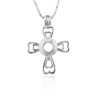 DIY Cross Heart Keepsake Pearl Discover Necklace