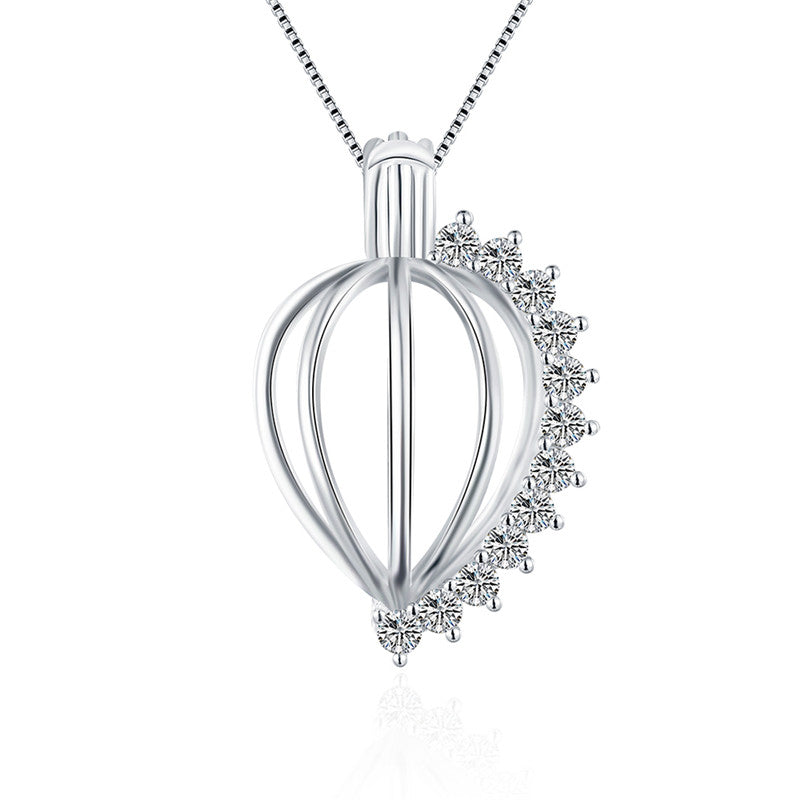 14mm Cubic Sterling Silver Pendant (Fits Pearls up to 14mm in Size)