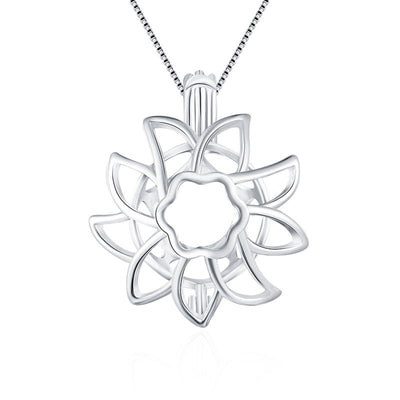 14mm Sunflower Sterling Silver Pendant (Fits Pearls up to 14mm in Size)