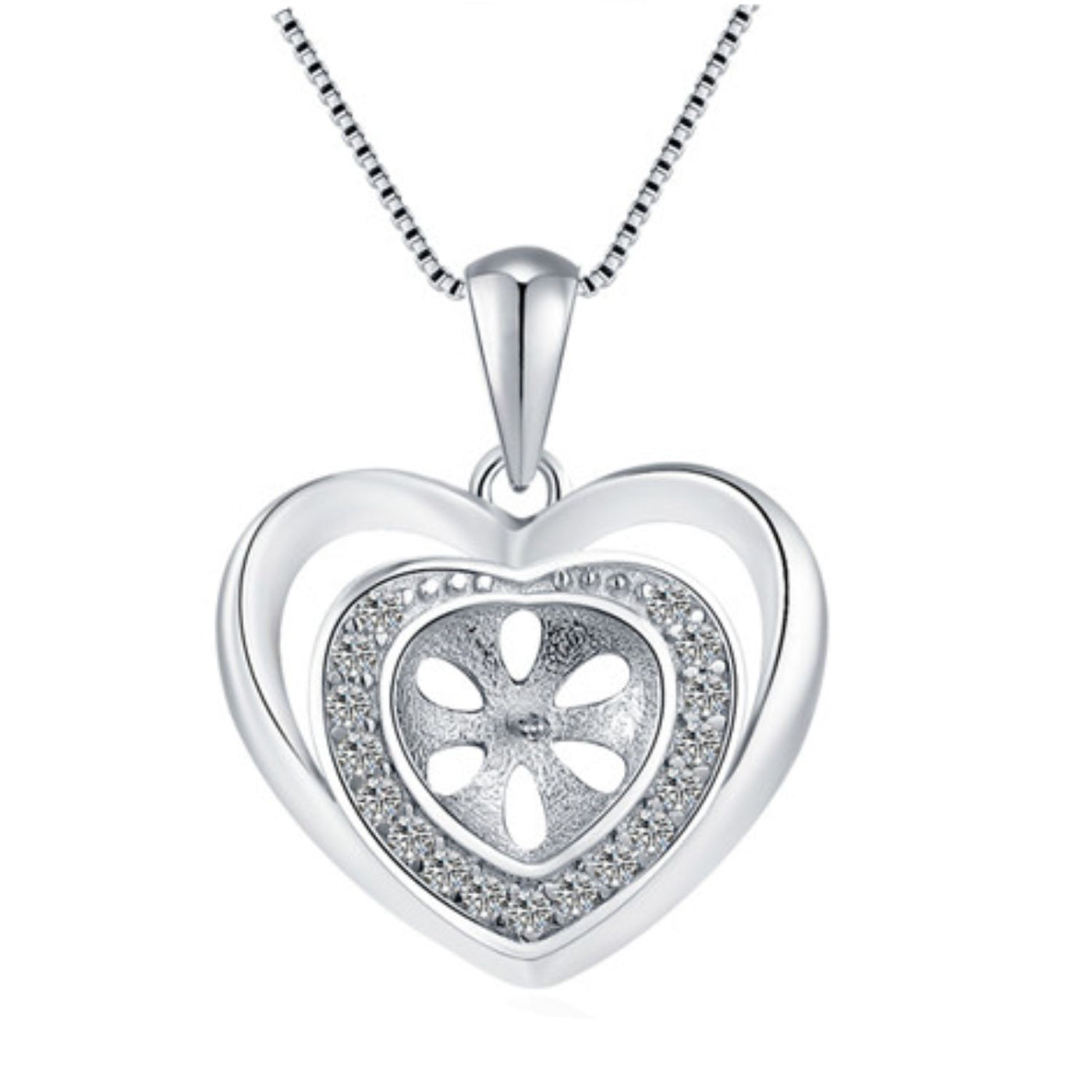 Drilled CZ Heart Necklace