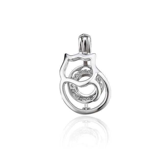 Keepsake Cat Outline Pearl Cage Charm (Charm Only — Bracelet or Necklace Not Included)