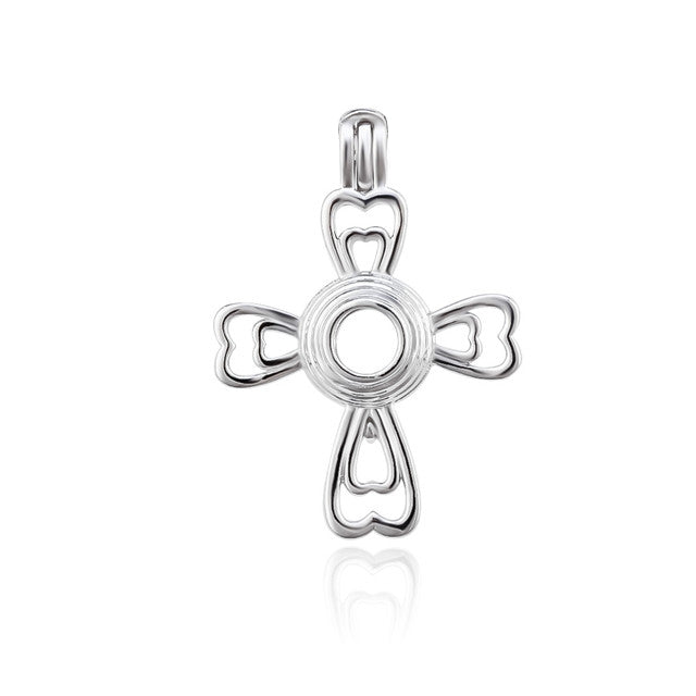 Keepsake Cross Heart Pearl Cage Charm (Charm Only — Bracelet or Necklace Not Included)