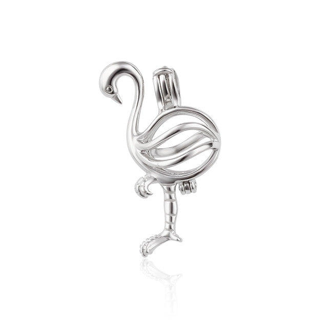 Keepsake Flamingo Pearl Cage Charm (Charm Only — Bracelet or Necklace Not Included)