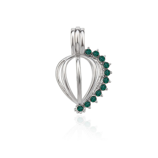 Keepsake Green Gem Pearl Cage Charm (Charm Only — Bracelet or Necklace Not Included)