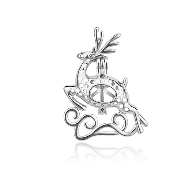 Keepsake Christmas Reindeer Pearl Cage Charm (Charm Only — Bracelet or Necklace Not Included)