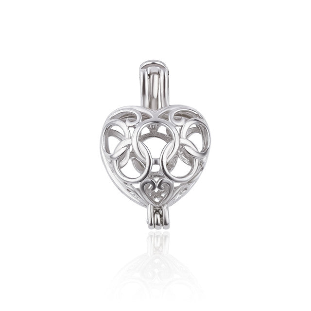 Keepsake Ring Heart Pearl Cage Charm (Charm Only — Bracelet or Necklace Not Included)