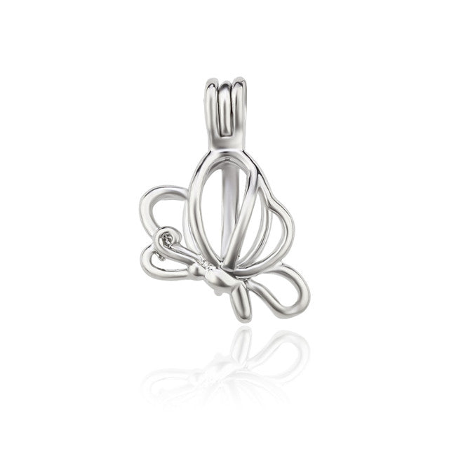 Keepsake Side Butterfly Pearl Cage Charm (Charm Only — Bracelet or Necklace Not Included)