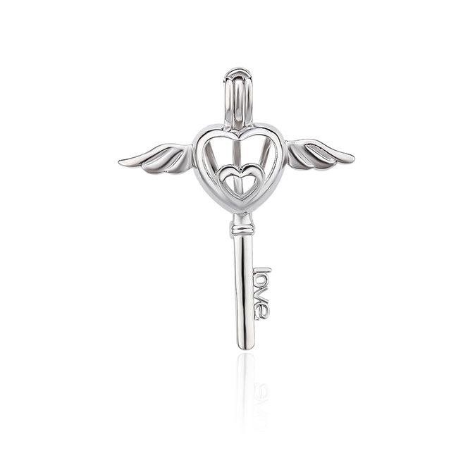 Keepsake Winged Key Pearl Cage Charm (Charm Only — Bracelet or Necklace Not Included)