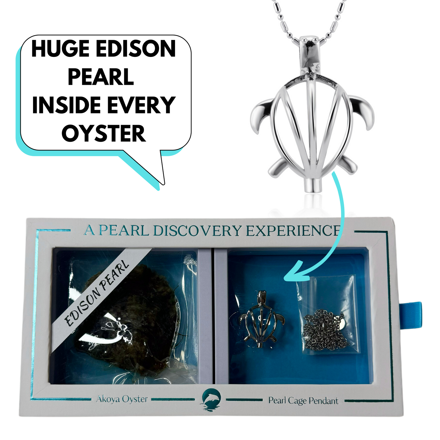 DIY Edison Pearl with 14MM TURTLE Keepsake Necklace