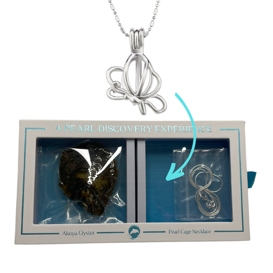 DIY Side Butterfly Keepsake Pearl Discover Necklace