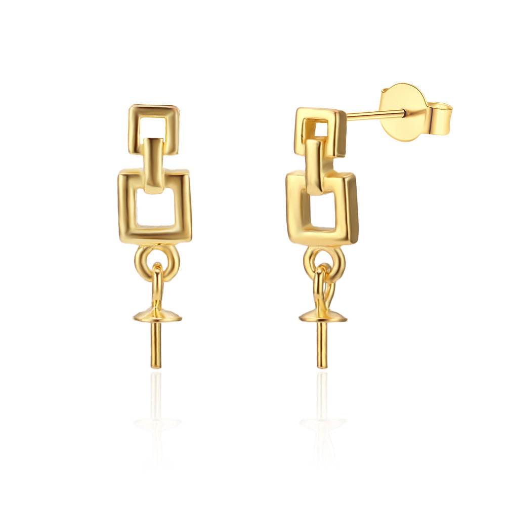 Drilled GOLD Buckle Sterling Silver Earring