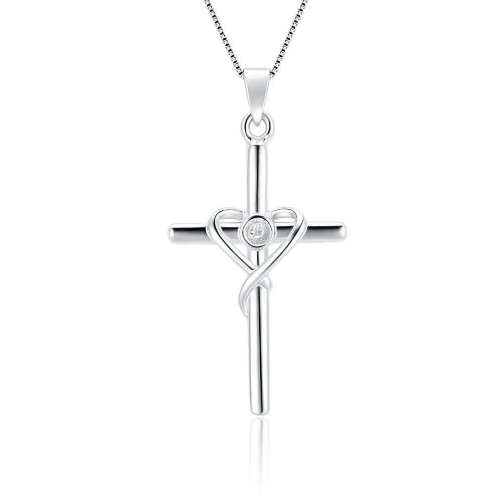 Drilled Heart Cross Necklace