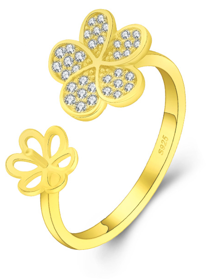 Drill BLOSSOM Ring, Adjustable Size, Sterling Silver