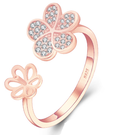 Drill BLOSSOM Ring, Adjustable Size, Sterling Silver