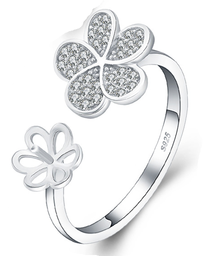 Drill BLOSSOM Ring, Adjustable Size, Sterling Silver