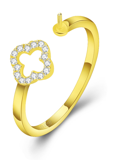 Drill CLOVER Ring, Adjustable Size, Sterling Silver