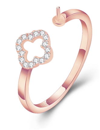 Drill CLOVER Ring, Adjustable Size, Sterling Silver