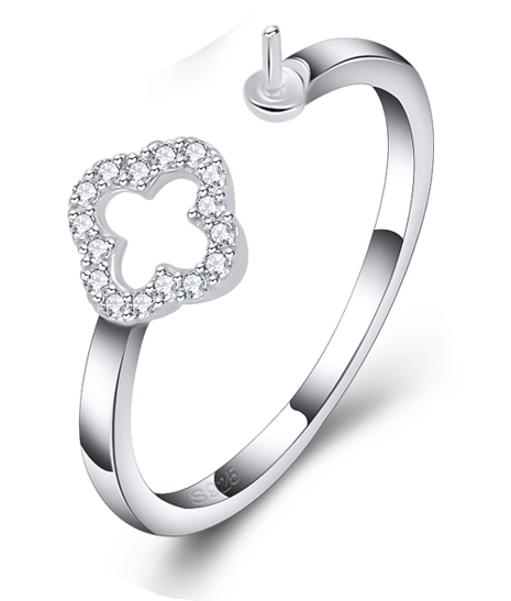 Drill CLOVER Ring, Adjustable Size, Sterling Silver