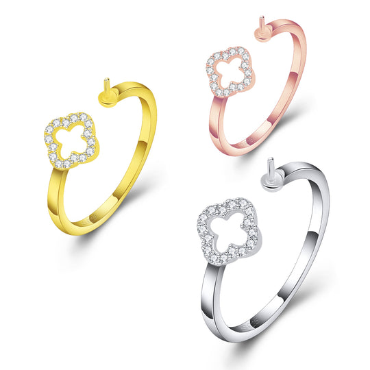 Drill CLOVER Ring, Adjustable Size, Sterling Silver