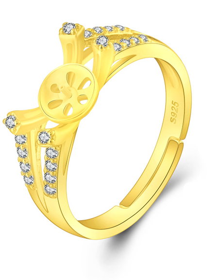 Drill CREST Ring, Adjustable Size, Sterling Silver