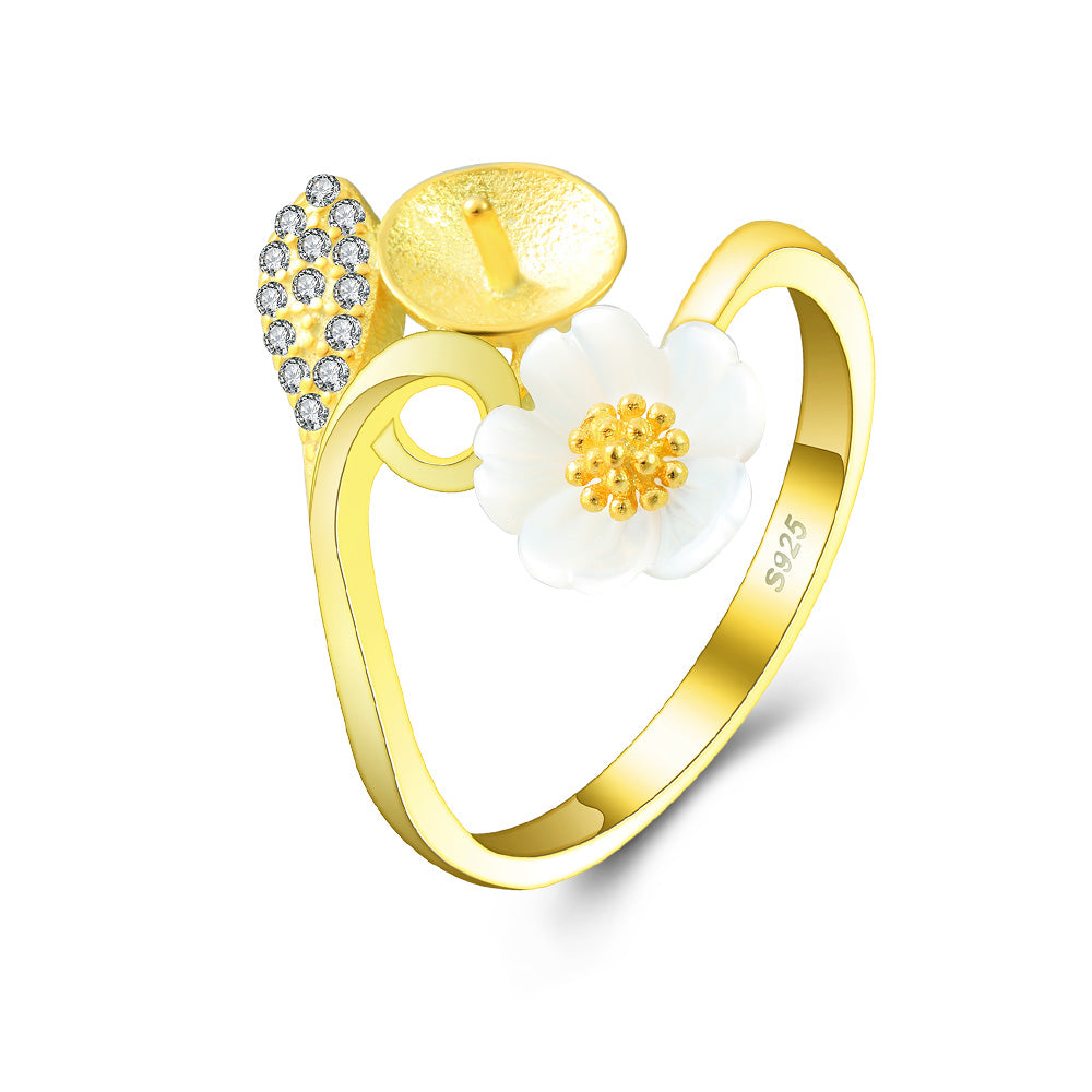 Drill GOLD PETAL Ring, Sterling Silver,  Size is Adjustable