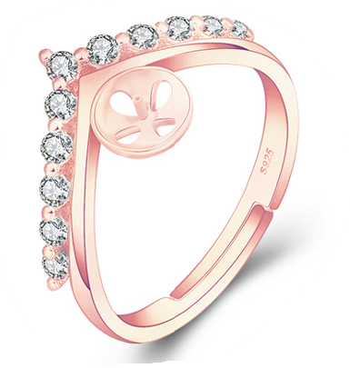 Drilled PRINCESS CROWN Ring, Adjustable Size, Sterling Silver