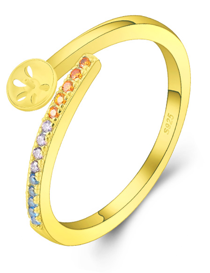 Drill SUNCREST Ring, Adjustable Size, Sterling Silver