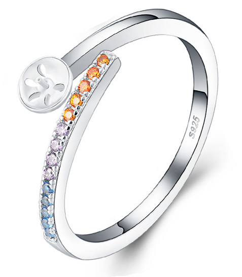 Drill SUNCREST Ring, Adjustable Size, Sterling Silver