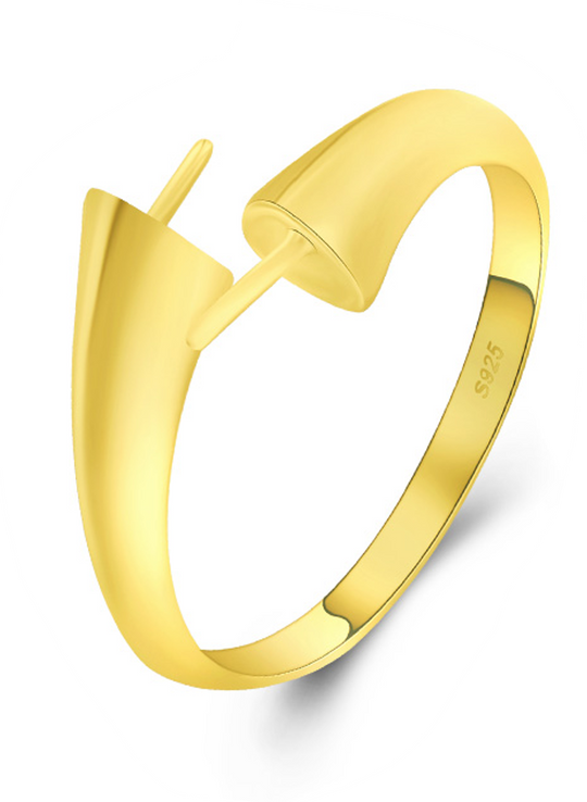 Drill TWINHOOK Ring, Adjustable Size, Sterling Silver