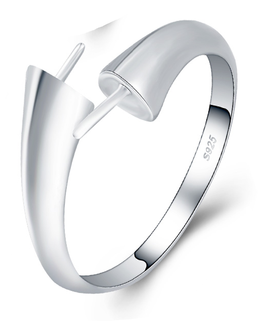 Drill TWINHOOK Ring, Adjustable Size, Sterling Silver