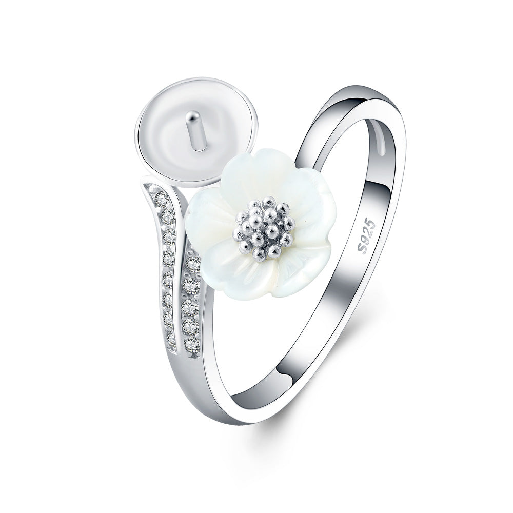 Drill WHITE PETAL Ring, Sterling Silver,  Size is Adjustable