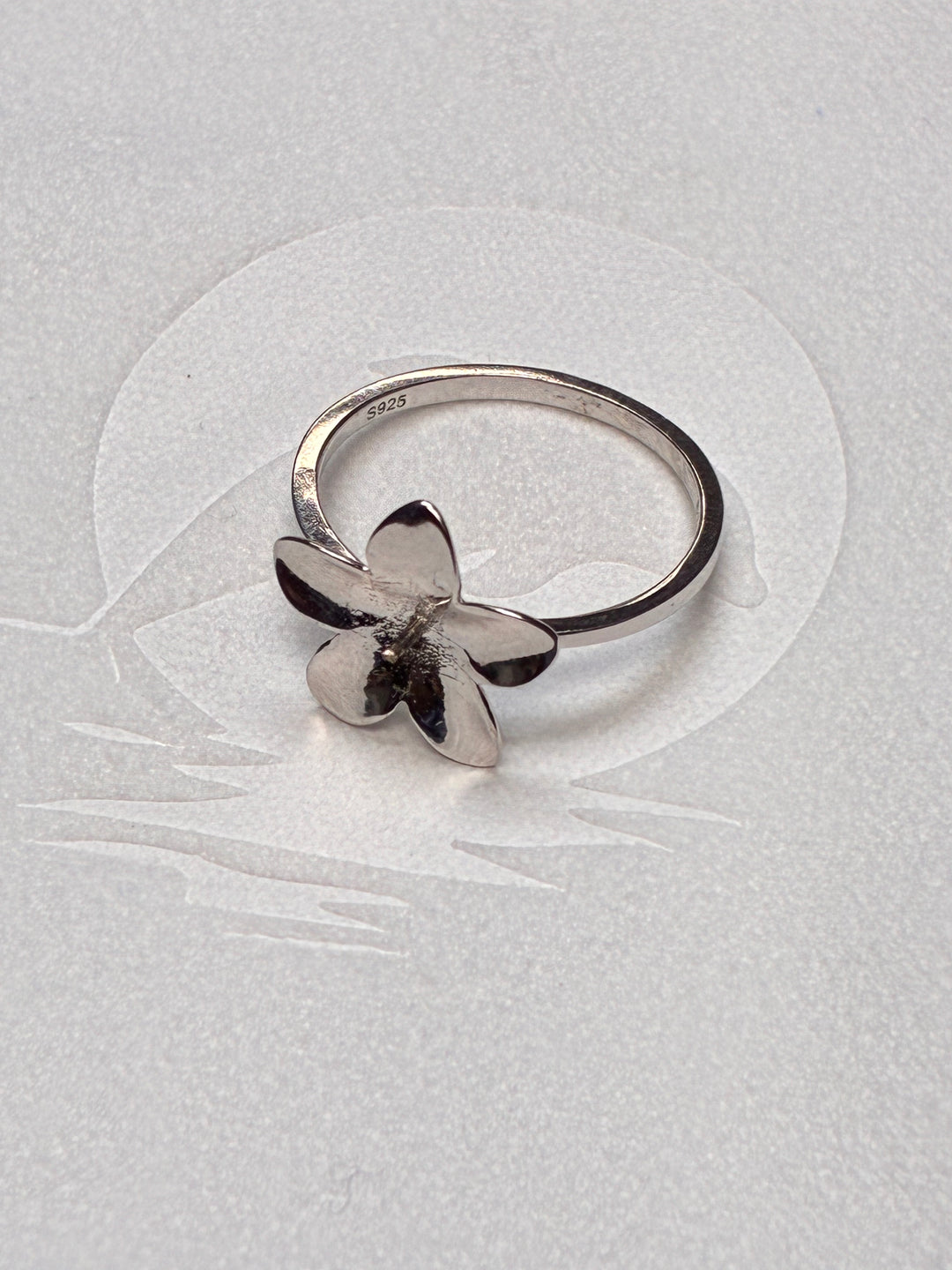 Drilled Flower Ring, Non Adjustable size 6, Sterling Silver