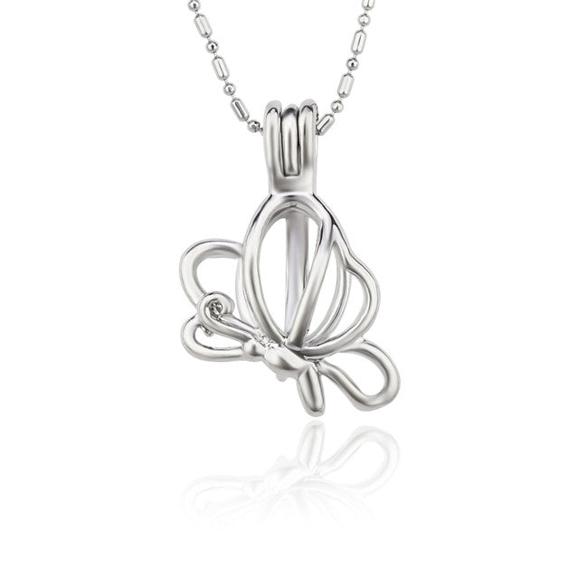 DIY Side Butterfly Keepsake Pearl Discover Necklace