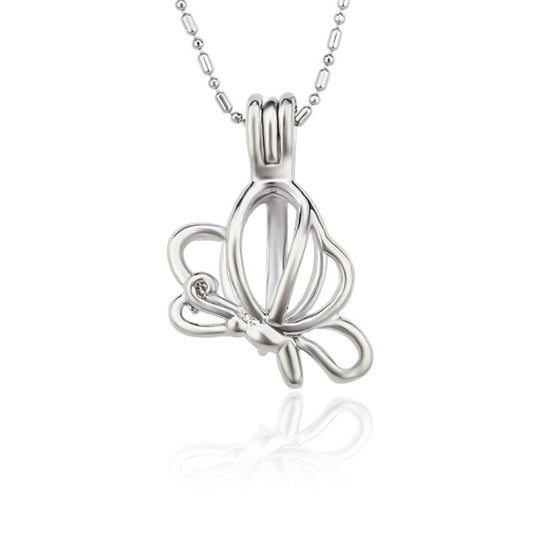 DIY Side Butterfly Keepsake Pearl Discover Necklace