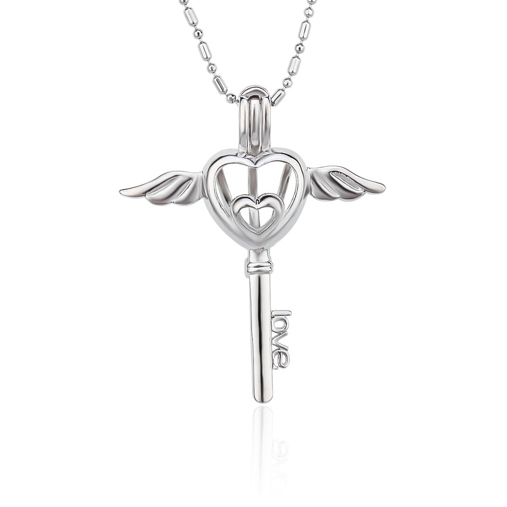 DIY Winged Key Keepsake Pearl Discover Necklace