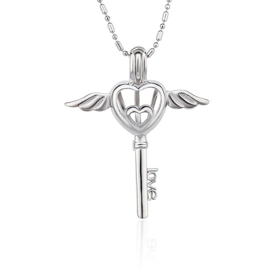 DIY Winged Key Keepsake Pearl Discover Necklace