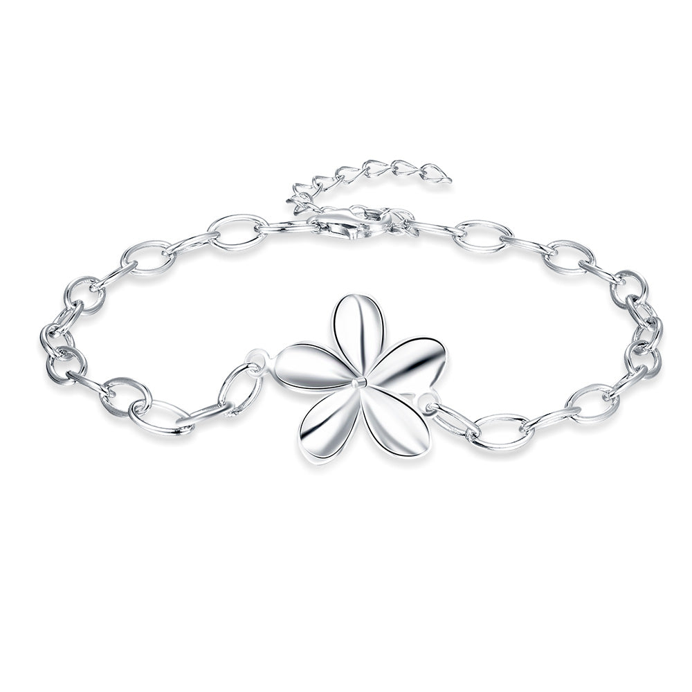 Sterling Silver Flower Petal Drilled Pearl Bracelet (No pearls included)