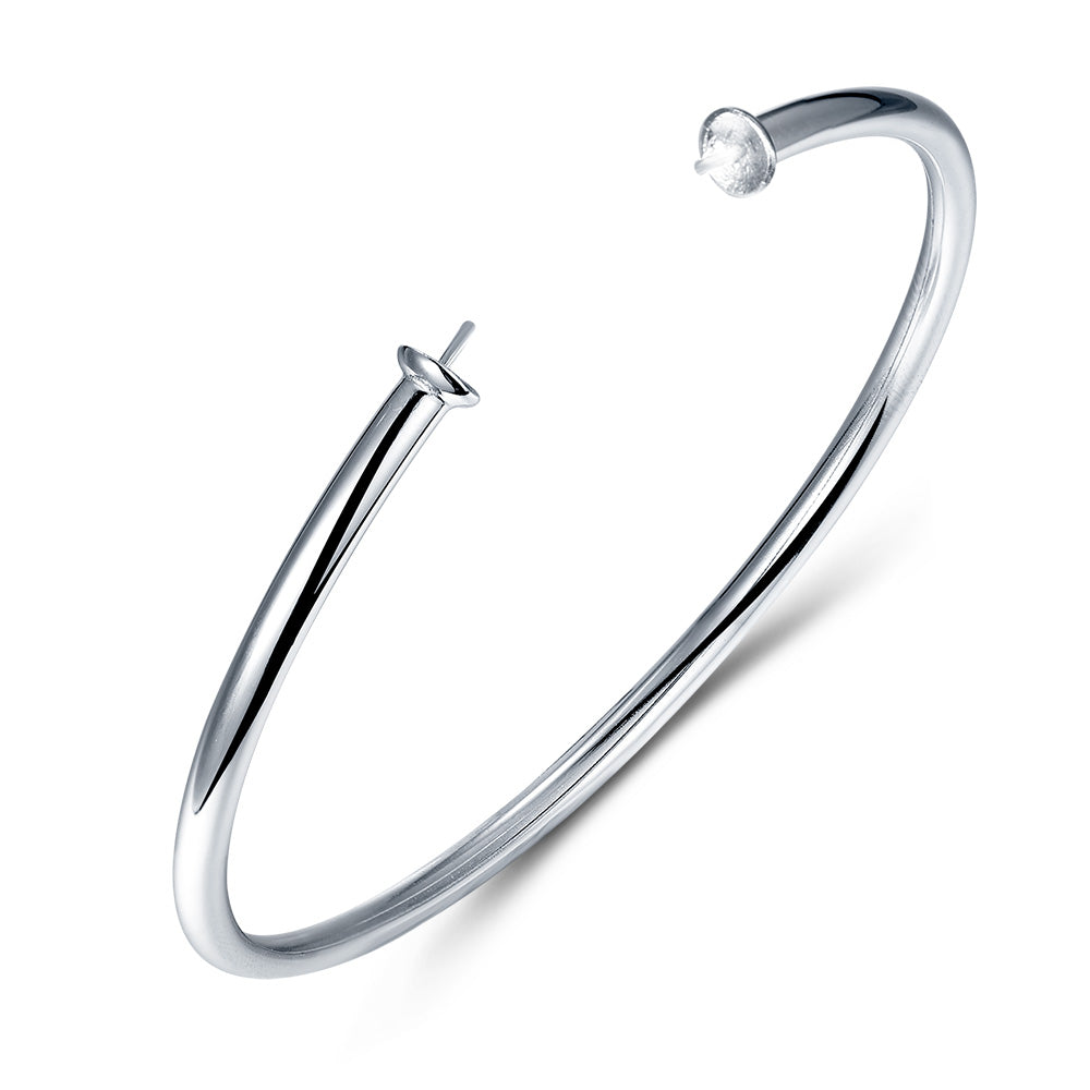 Sterling Silver Twin Pearls Drilled Pearl Bracelet (No pearls included)