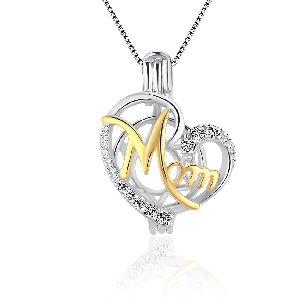 Sterling Silver Gold Mom Pendant