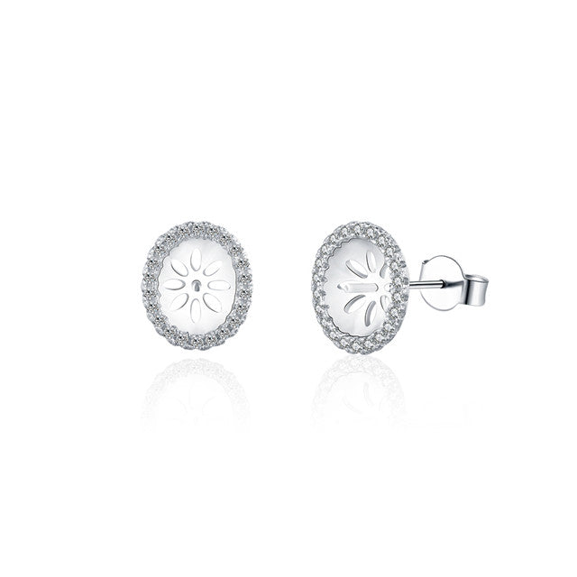 Drilled CZ Round Earrings