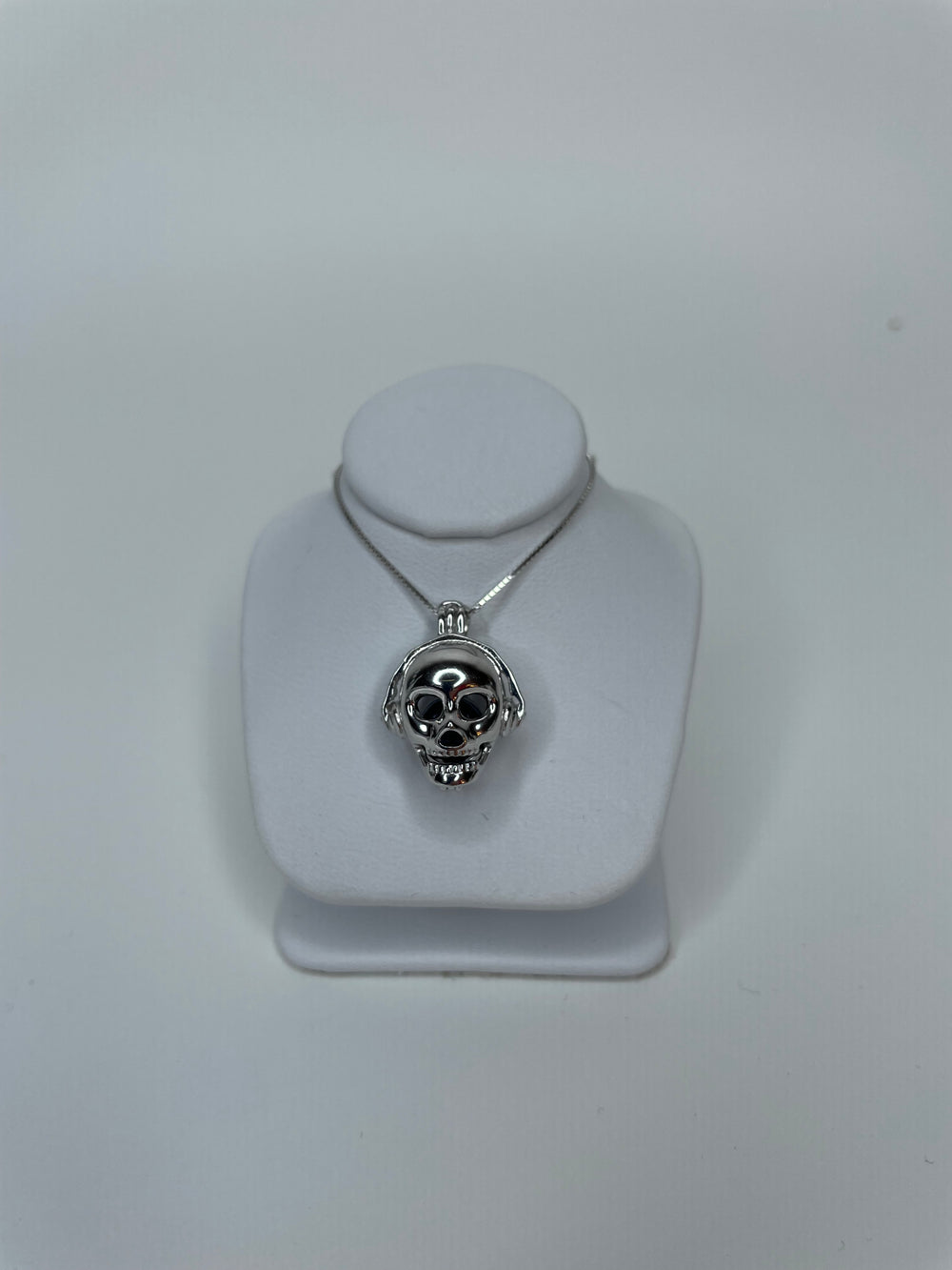 Skull With Headphones Sterling Silver Pendant