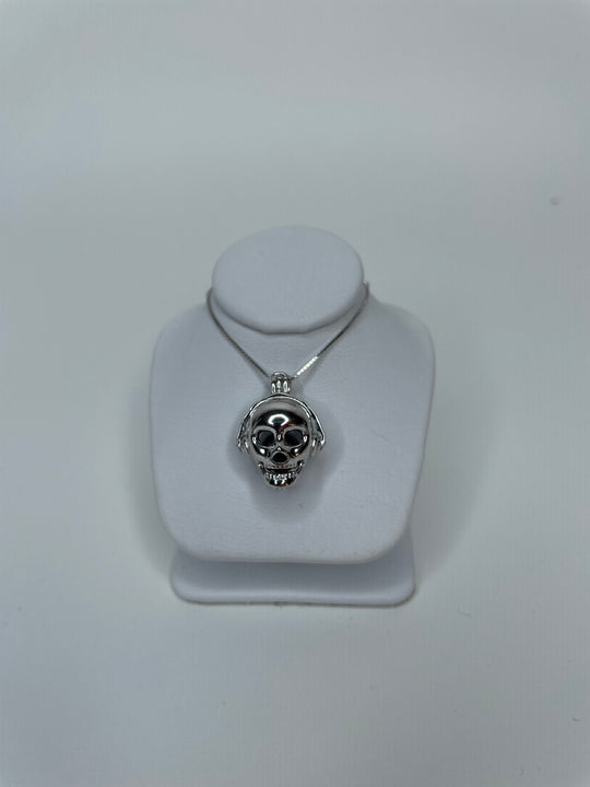Skull With Headphones Sterling Silver Pendant