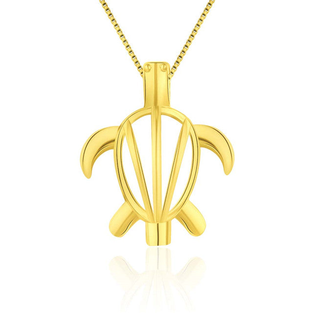 Gold Sterling Silver Turtle Pendant