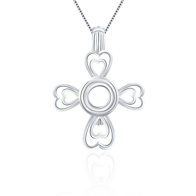 Sterling Silver Cross Heart Pendant
