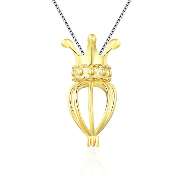 Gold Sterling Silver Crown Pendant