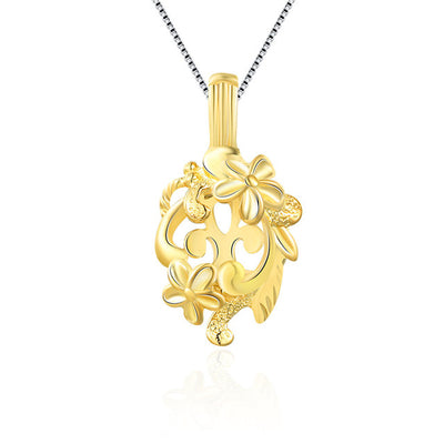 Gold Sterling Silver Flower Pendant